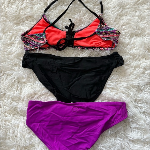 Colorful Bikini Set with Black and Purple Bottoms - Picture 2 of 2